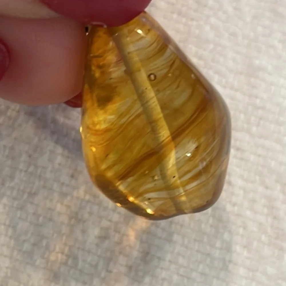 Lia Sophia Buona Sera amber pendant brown leather cord necklace
